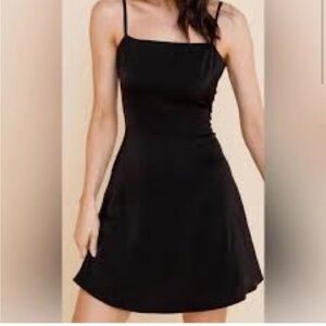 Black Satin Mini Dress | M
